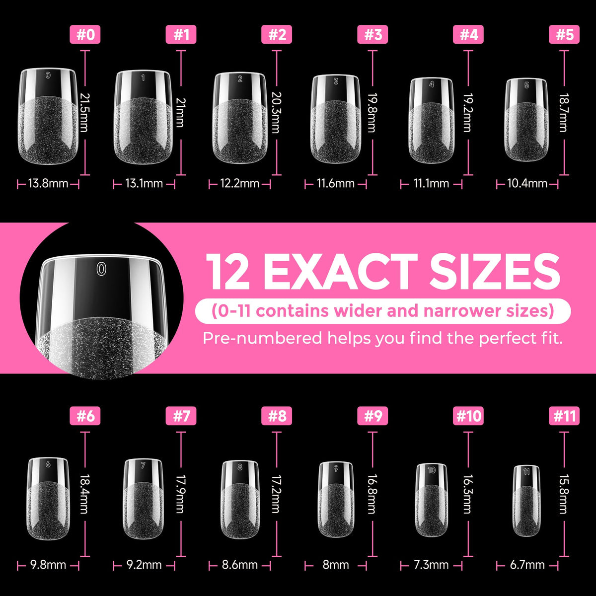 UNA GELLA Extra Short Square Kids Nail Tips 216Pcs Squoval Press On Nails - Jansha Store