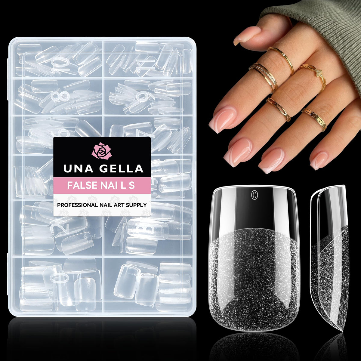 UNA GELLA Extra Short Square Kids Nail Tips 216Pcs Squoval Press On Nails - Jansha Store