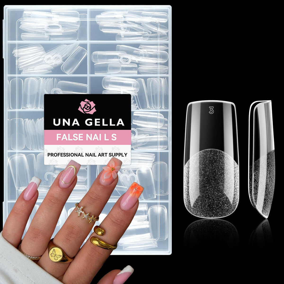 UNA GELLA Extra Short Square Kids Nail Tips 216Pcs Squoval Press On Nails - Jansha Store