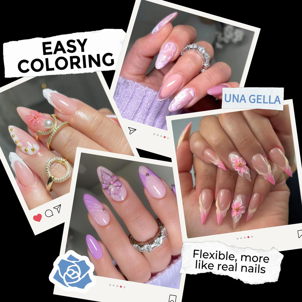 UNA GELLA Extra Short Square Kids Nail Tips 216Pcs Squoval Press On Nails - Jansha Store