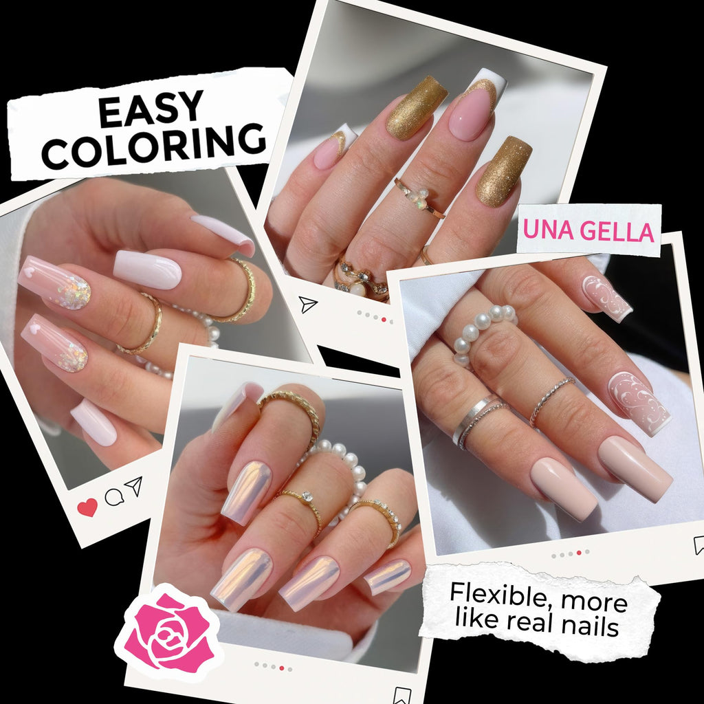 UNA GELLA Extra Short Square Kids Nail Tips 216Pcs Squoval Press On Nails - Jansha Store