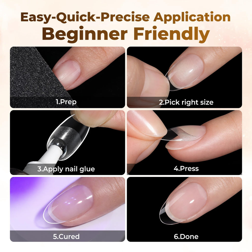 UNA GELLA Short Almond Nail Tips 504PCS Short Fake Nails Soft Press Ons - Jansha Store