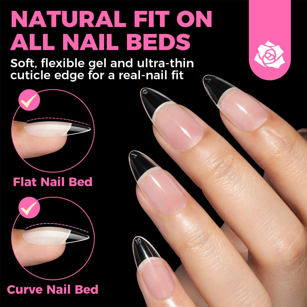 UNA GELLA Short Almond Nail Tips 504PCS Short Fake Nails Soft Press Ons - Jansha Store
