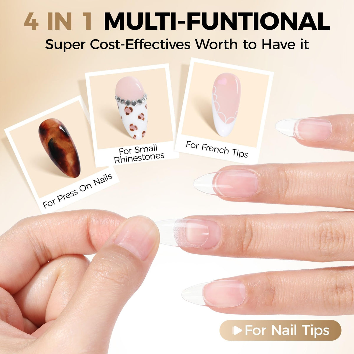 UNA GELLA Short Almond Nail Tips 504PCS Short Fake Nails Soft Press Ons - Jansha Store