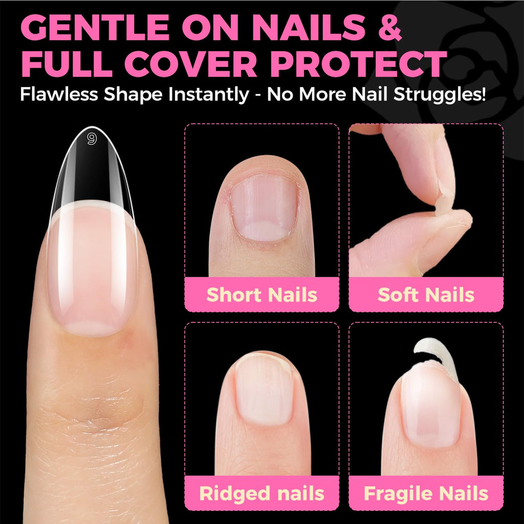 UNA GELLA Short Almond Nail Tips 504PCS Short Fake Nails Soft Press Ons - Jansha Store