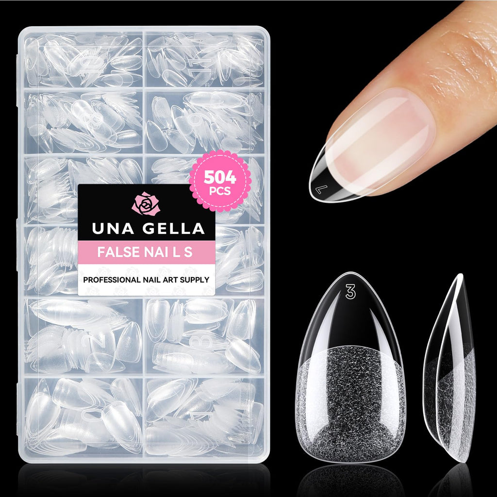 UNA GELLA Short Almond Nail Tips 504PCS Short Fake Nails Soft Press Ons - Jansha Store