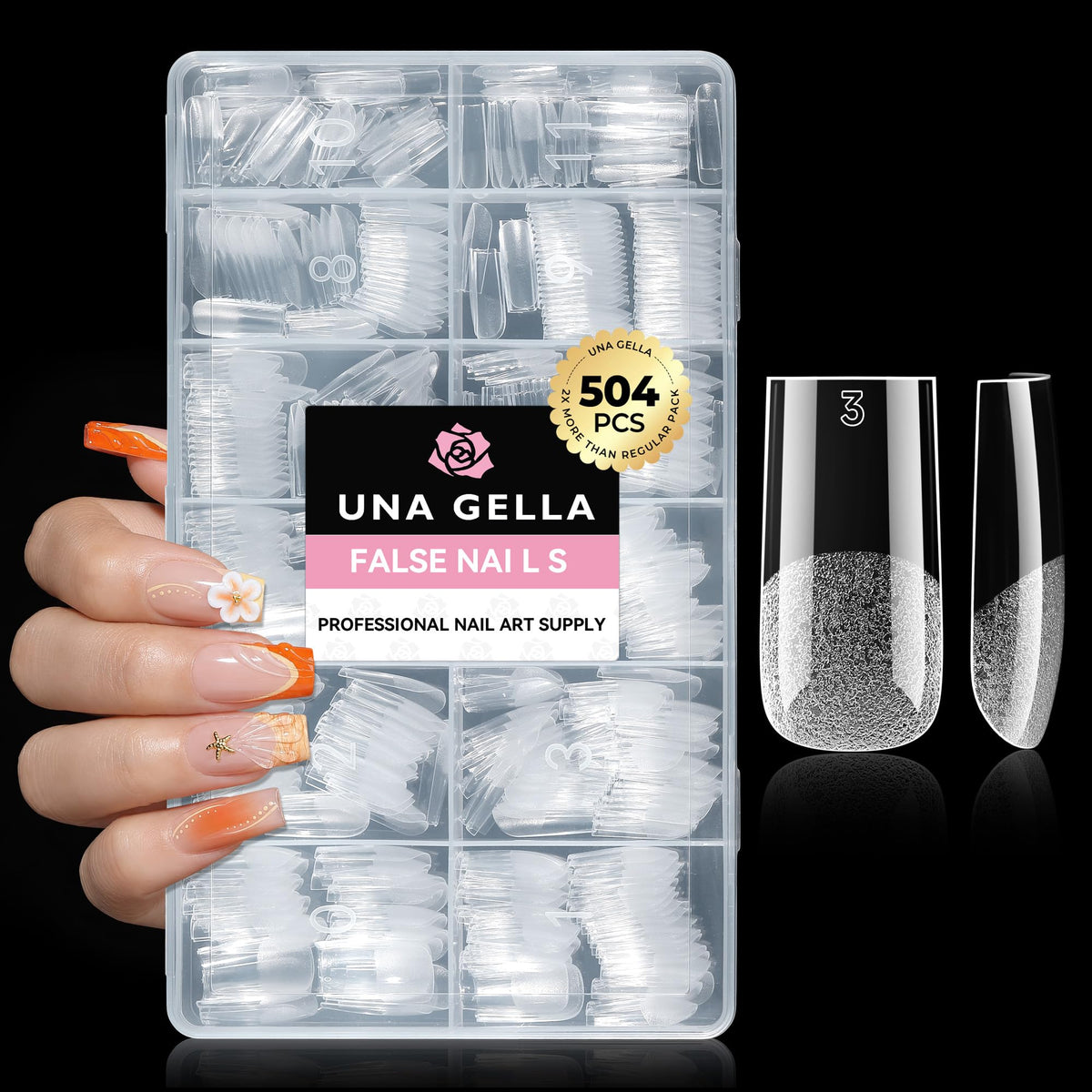 UNA GELLA Short Almond Nail Tips 504PCS Short Fake Nails Soft Press Ons - Jansha Store