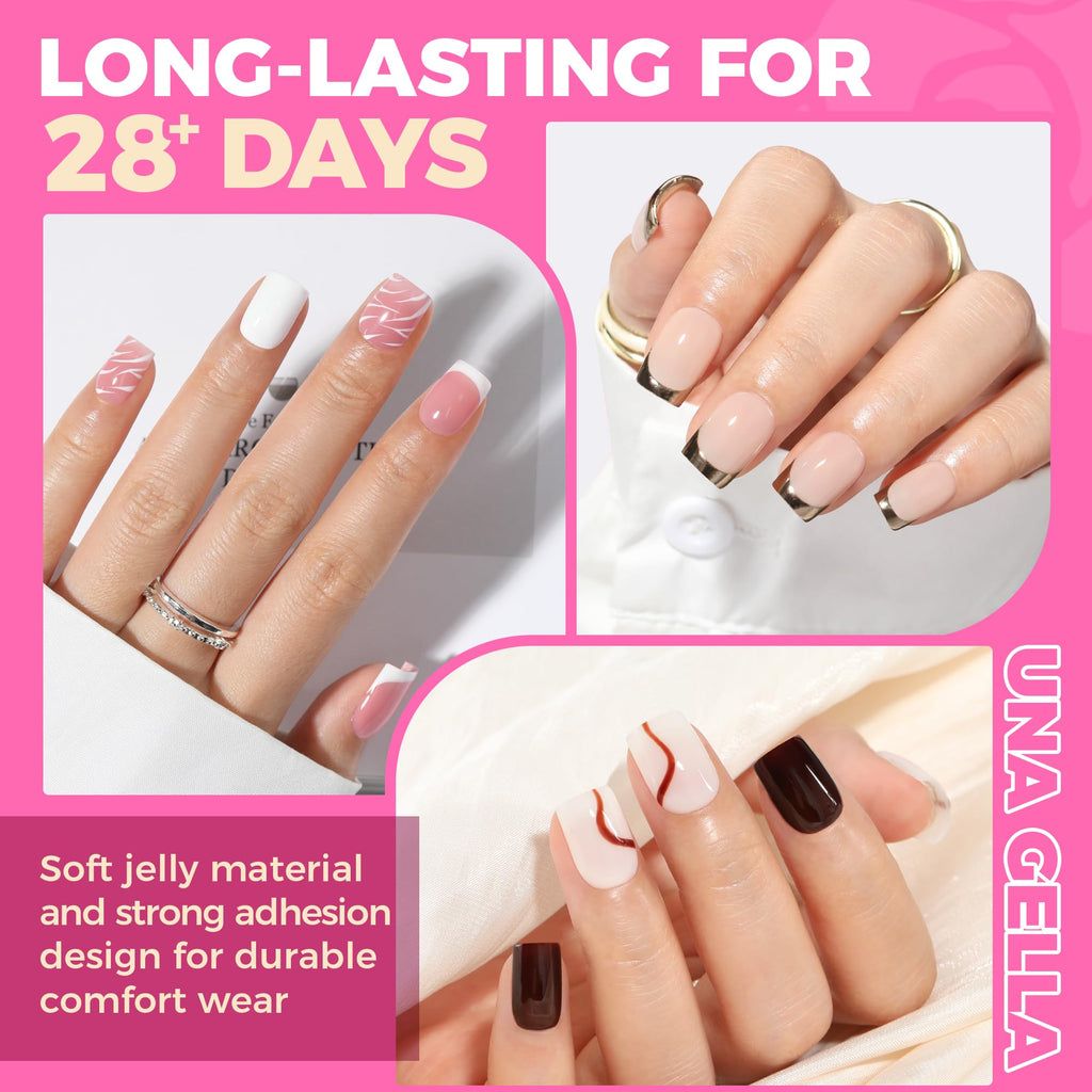 UNA GELLA Short Almond Nail Tips 504PCS Short Fake Nails Soft Press Ons - Jansha Store