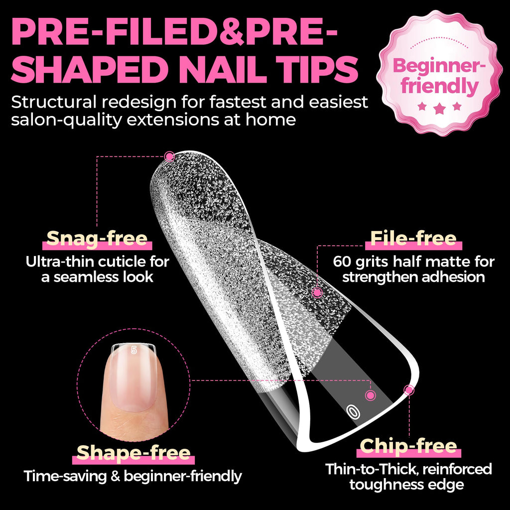 UNA GELLA Short Almond Nail Tips 504PCS Short Fake Nails Soft Press Ons - Jansha Store