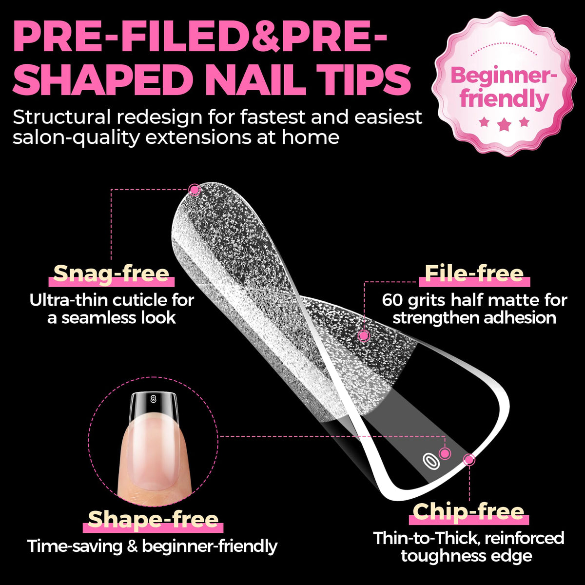 UNA GELLA Short Almond Nail Tips 504PCS Short Fake Nails Soft Press Ons - Jansha Store