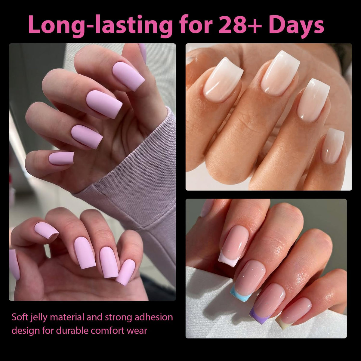 UNA GELLA Short Almond Nail Tips 504PCS Short Fake Nails Soft Press Ons - Jansha Store