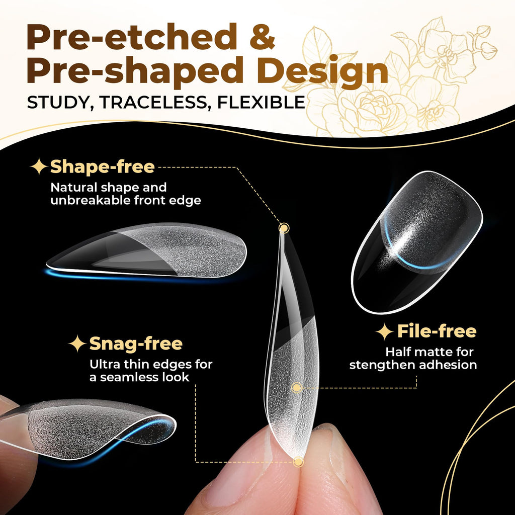 UNA GELLA Short Almond Nail Tips 504PCS Short Fake Nails Soft Press Ons - Jansha Store