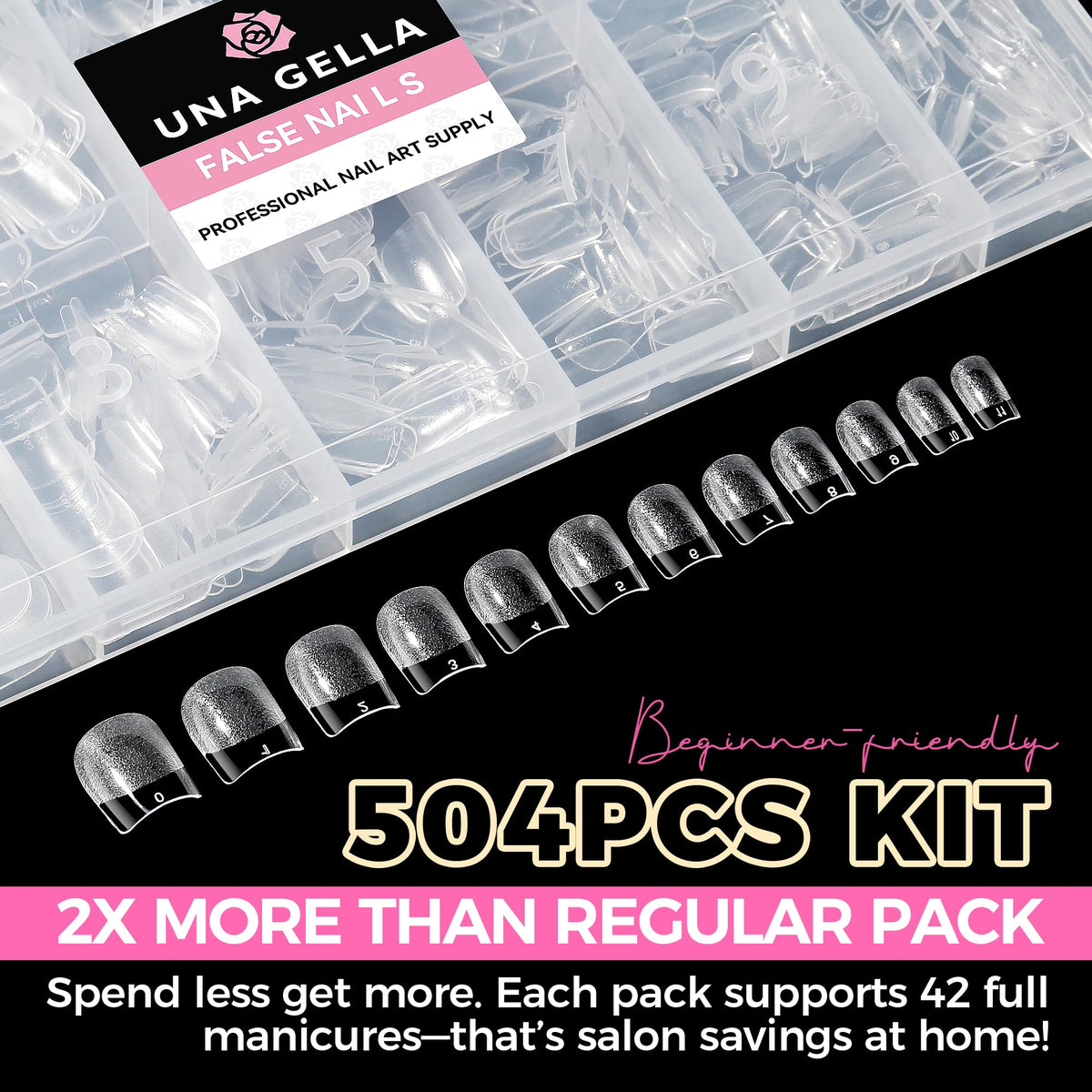 UNA GELLA Short Almond Nail Tips 504PCS Short Fake Nails Soft Press Ons - Jansha Store