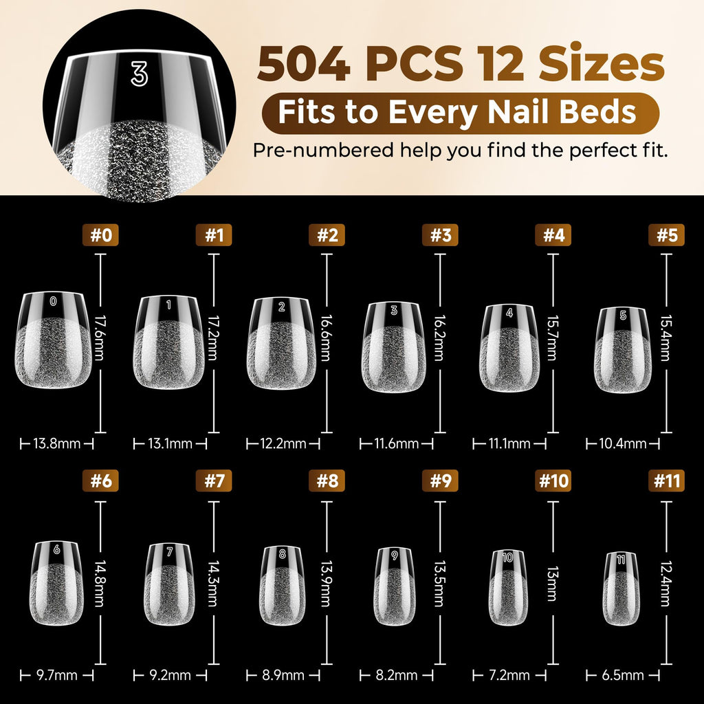 UNA GELLA Short Almond Nail Tips 504PCS Short Fake Nails Soft Press Ons - Jansha Store