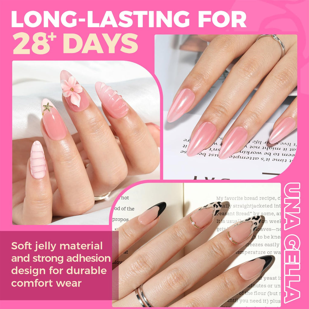 UNA GELLA Short Almond Nail Tips 504PCS Short Fake Nails Soft Press Ons - Jansha Store