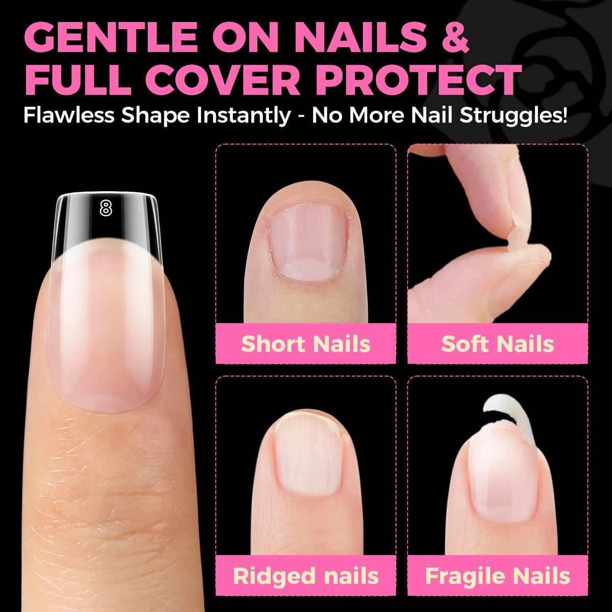 UNA GELLA Short Almond Nail Tips 504PCS Short Fake Nails Soft Press Ons - Jansha Store