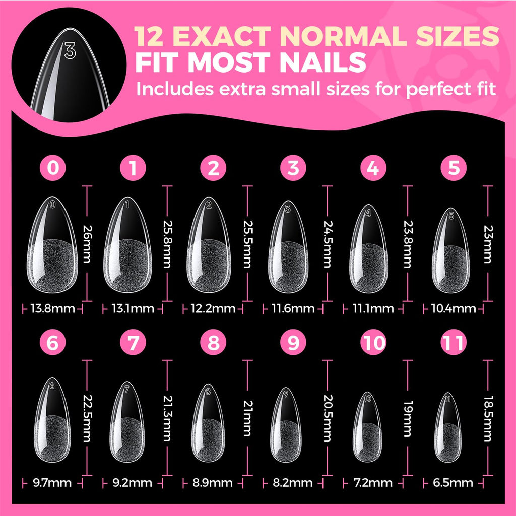 UNA GELLA Short Almond Nail Tips 504PCS Short Fake Nails Soft Press Ons - Jansha Store