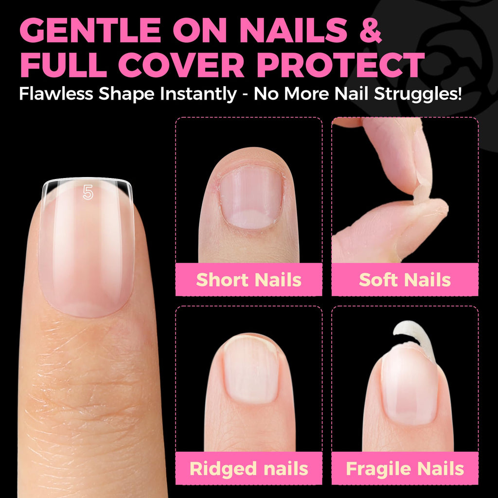 UNA GELLA Short Almond Nail Tips 504PCS Short Fake Nails Soft Press Ons - Jansha Store