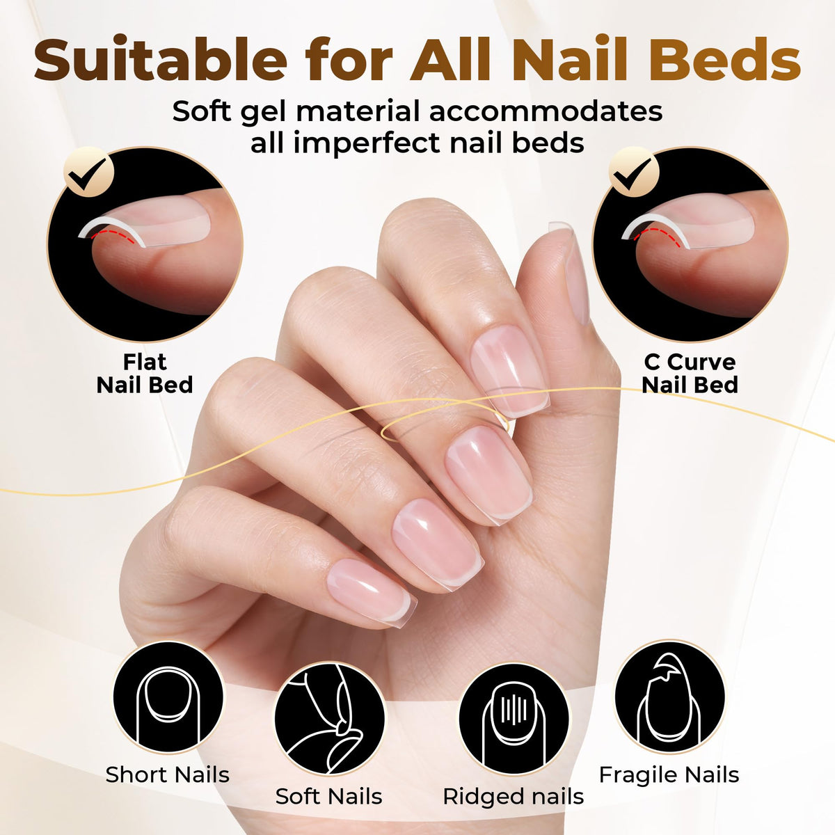 UNA GELLA Short Almond Nail Tips 504PCS Short Fake Nails Soft Press Ons - Jansha Store
