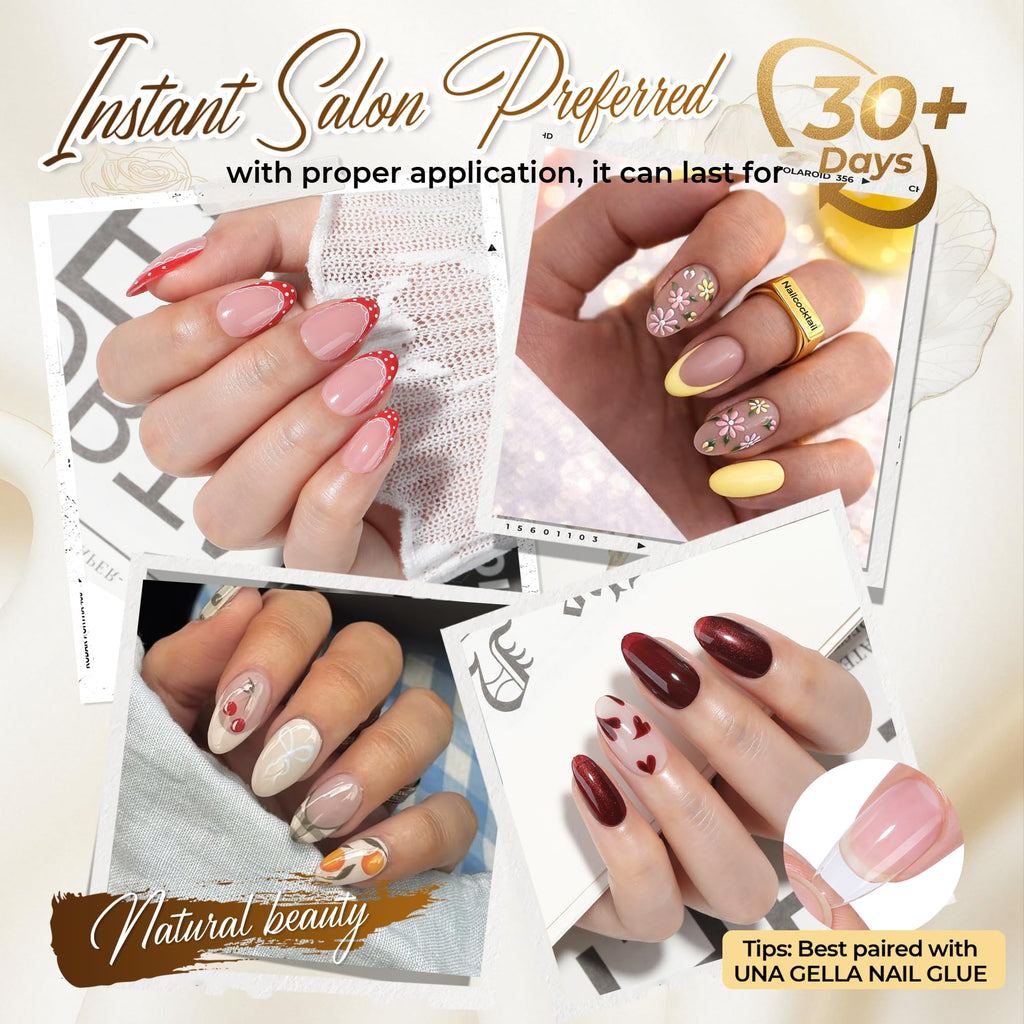UNA GELLA Short Almond Nail Tips 504PCS Short Fake Nails Soft Press Ons - Jansha Store