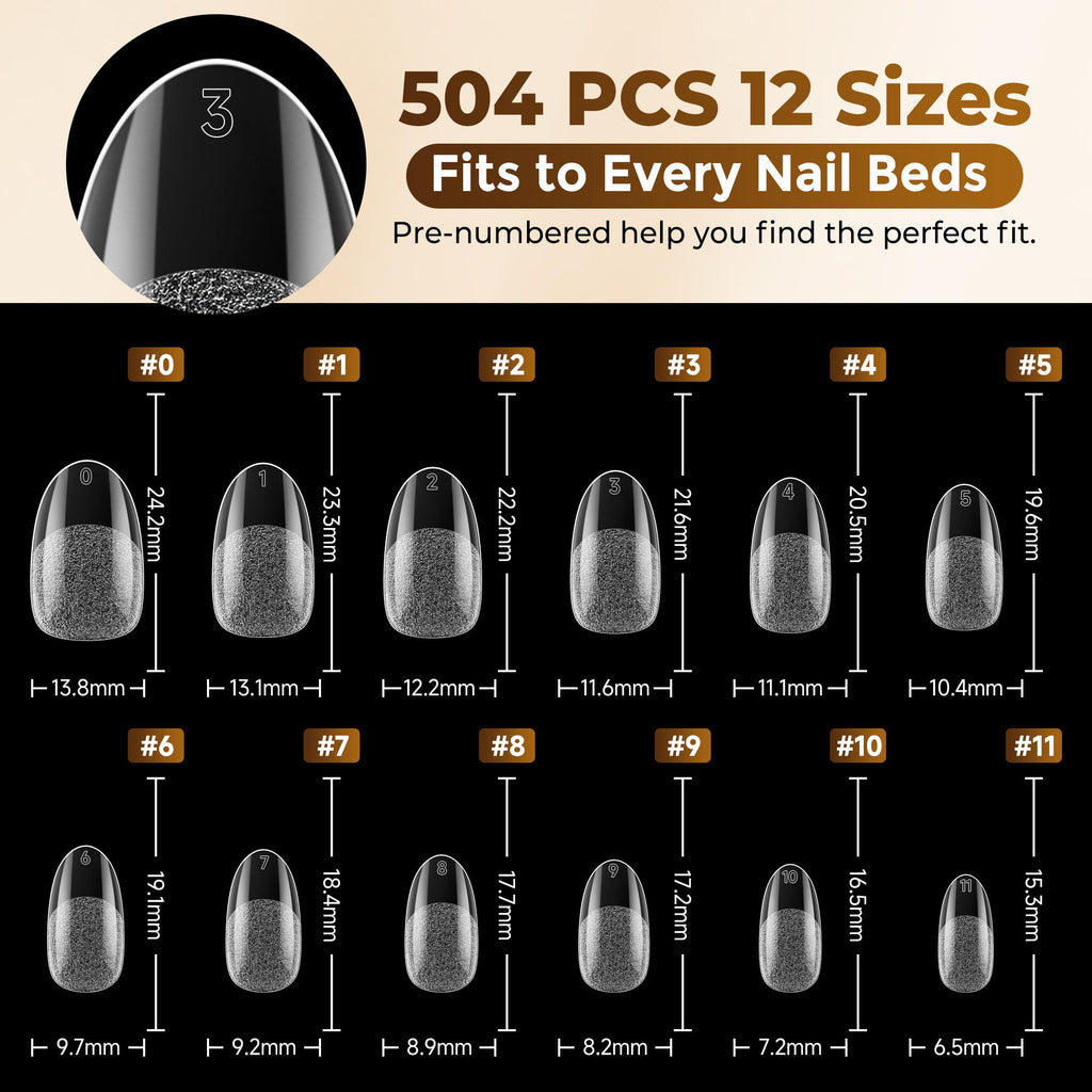 UNA GELLA Short Almond Nail Tips 504PCS Short Fake Nails Soft Press Ons - Jansha Store
