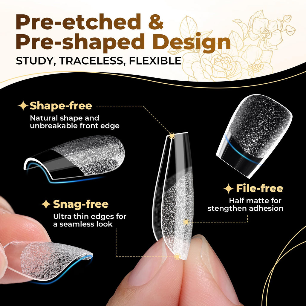 UNA GELLA Short Almond Nail Tips 504PCS Short Fake Nails Soft Press Ons - Jansha Store