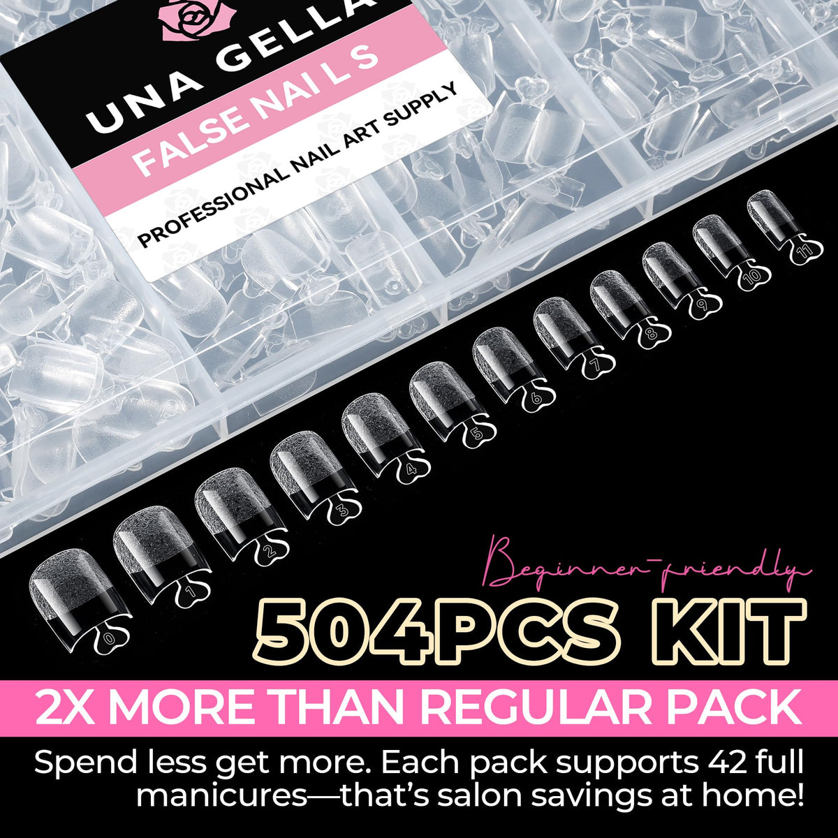 UNA GELLA Short Almond Nail Tips 504PCS Short Fake Nails Soft Press Ons - Jansha Store