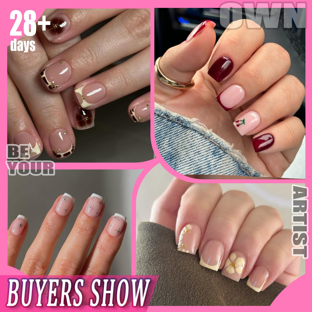 UNA GELLA Short Almond Nail Tips 504PCS Short Fake Nails Soft Press Ons - Jansha Store