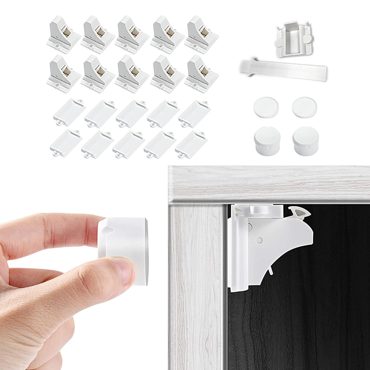 Vmaisi 20 Pack Magnetic Cabinet Locks Baby Proofing and 2 Keys - Jansha Store
