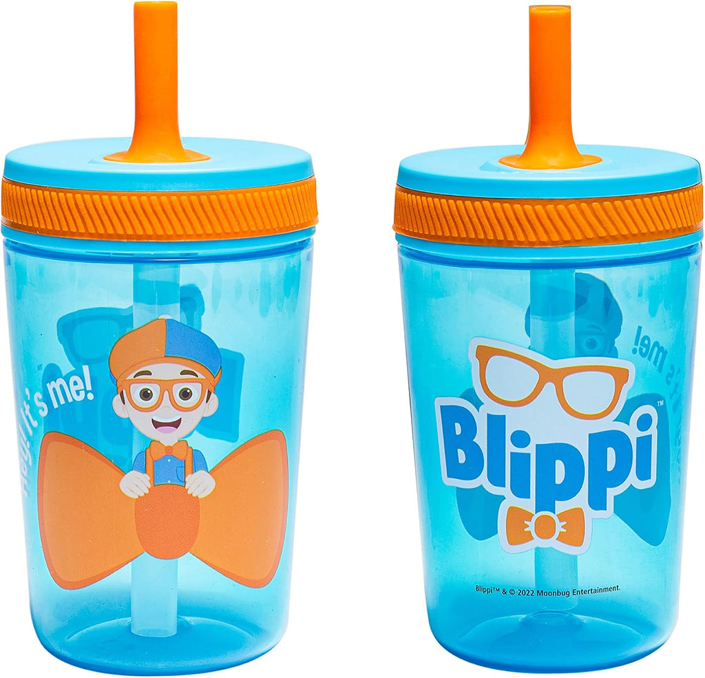 Zak Designs Blippi Kelso Toddler Cups For Travel or At Home, 2-Count Durable Plastic Sippy Cups With Leak-Proof Design is Perfect For Kids (Blippi), 15 Ounces (Pack of 12) - Jansha Store